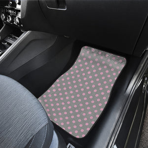 Grey And Pink Polka Dot Pattern Print Front and Back Car Floor Mats