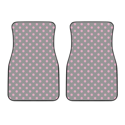 Grey And Pink Polka Dot Pattern Print Front Car Floor Mats