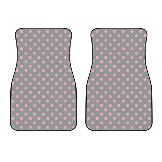 Grey And Pink Polka Dot Pattern Print Front Car Floor Mats
