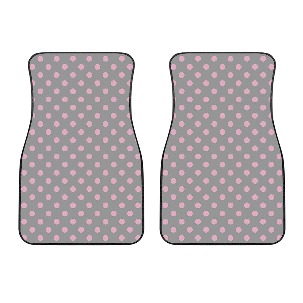 Grey And Pink Polka Dot Pattern Print Front Car Floor Mats