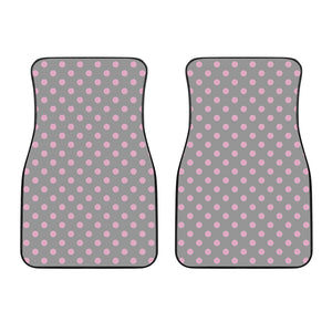 Grey And Pink Polka Dot Pattern Print Front Car Floor Mats