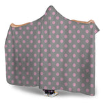 Grey And Pink Polka Dot Pattern Print Hooded Blanket