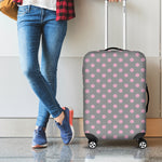 Grey And Pink Polka Dot Pattern Print Luggage Cover