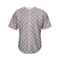 Grey And Pink Polka Dot Pattern Print Men's Baseball Jersey