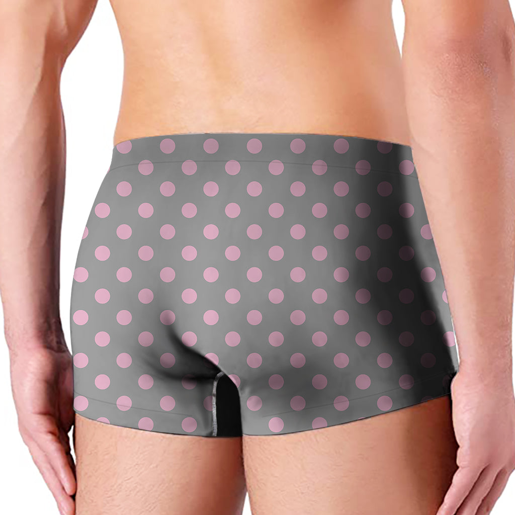 Grey And Pink Polka Dot Pattern Print Men's Boxer Briefs