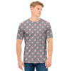 Grey And Pink Polka Dot Pattern Print Men's T-Shirt