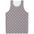 Grey And Pink Polka Dot Pattern Print Men's Tank Top