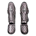 Grey And Pink Polka Dot Pattern Print Muay Thai Shin Guards