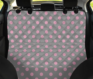 Grey And Pink Polka Dot Pattern Print Pet Car Back Seat Cover