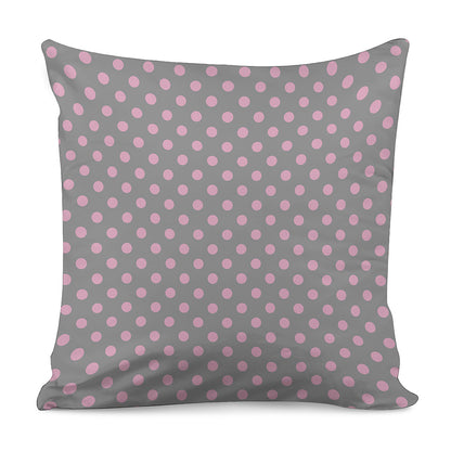 Grey And Pink Polka Dot Pattern Print Pillow Cover