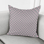 Grey And Pink Polka Dot Pattern Print Pillow Cover