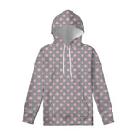 Grey And Pink Polka Dot Pattern Print Pullover Hoodie