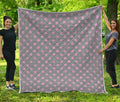 Grey And Pink Polka Dot Pattern Print Quilt