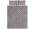 Grey And Pink Polka Dot Pattern Print Quilt Bed Set