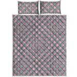 Grey And Pink Polka Dot Pattern Print Quilt Bed Set