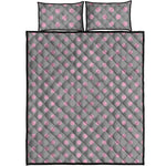 Grey And Pink Polka Dot Pattern Print Quilt Bed Set