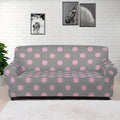 Grey And Pink Polka Dot Pattern Print Sofa Cover