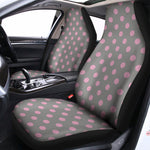 Grey And Pink Polka Dot Pattern Print Universal Fit Car Seat Covers