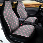 Grey And Pink Polka Dot Pattern Print Universal Fit Car Seat Covers