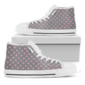 Grey And Pink Polka Dot Pattern Print White High Top Sneakers