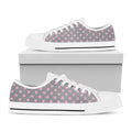 Grey And Pink Polka Dot Pattern Print White Low Top Sneakers