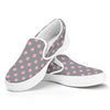 Grey And Pink Polka Dot Pattern Print White Slip On Shoes