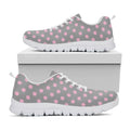 Grey And Pink Polka Dot Pattern Print White Running Shoes