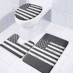 Grey And White American Flag Print 3 Piece Bath Mat Set
