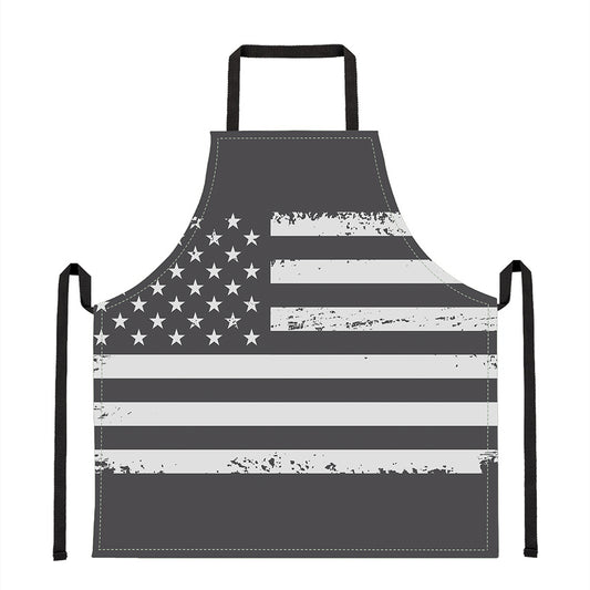 Grey And White American Flag Print Apron