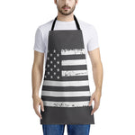 Grey And White American Flag Print Apron