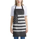 Grey And White American Flag Print Apron