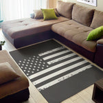 Grey And White American Flag Print Area Rug