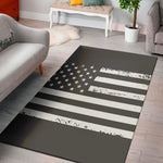 Grey And White American Flag Print Area Rug