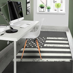 Grey And White American Flag Print Area Rug