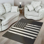 Grey And White American Flag Print Area Rug