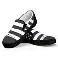 Grey And White American Flag Print Black Slip On Sneakers