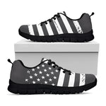 Grey And White American Flag Print Black Sneakers