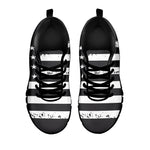 Grey And White American Flag Print Black Sneakers