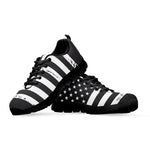 Grey And White American Flag Print Black Sneakers