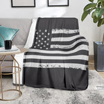 Grey And White American Flag Print Blanket