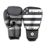 Grey And White American Flag Print Boxing Gloves