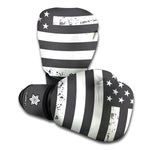 Grey And White American Flag Print Boxing Gloves