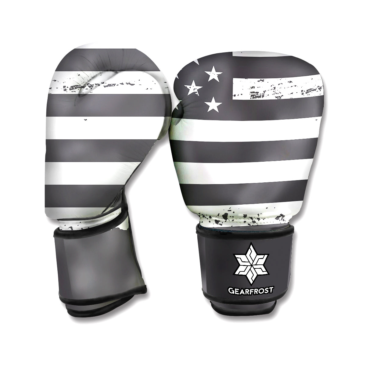 Grey And White American Flag Print Boxing Gloves