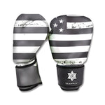 Grey And White American Flag Print Boxing Gloves