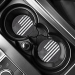 Grey And White American Flag Print Car Coasters