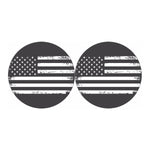 Grey And White American Flag Print Car Coasters