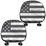 Grey And White American Flag Print Car Headrest Covers