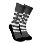 Grey And White American Flag Print Crew Socks