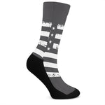 Grey And White American Flag Print Crew Socks