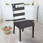 Grey And White American Flag Print Dining Chair Slipcover